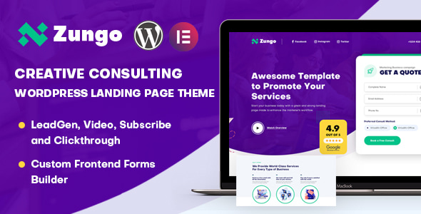 Zungo - Creative Consulting Business WordPress Landing Page Theme Logo